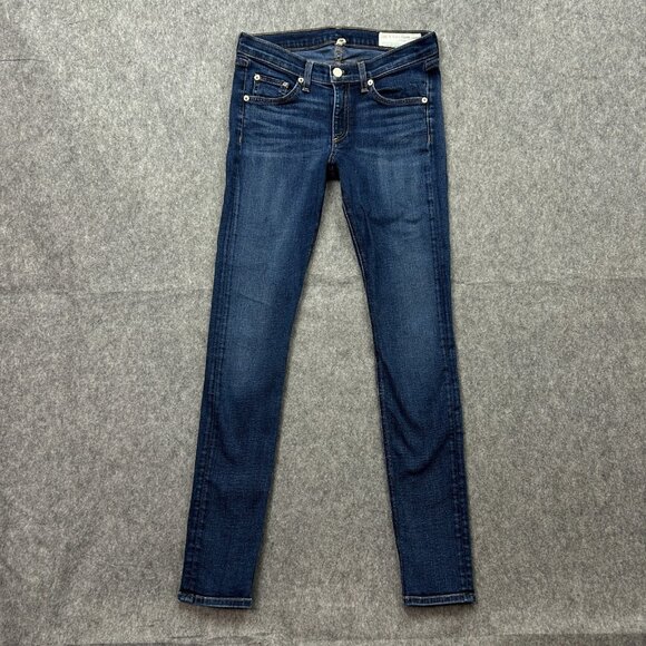 Rag & Bone Mid Rise Skinny Jeans Women's Size 27 Woodford Dark Wash Denim - Picture 2 of 12